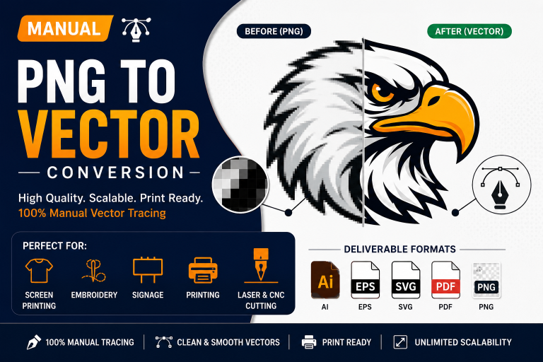 Manual PNG to Vector Conversion: Why Professional Vector Files Matter for Print, Embroidery & Branding