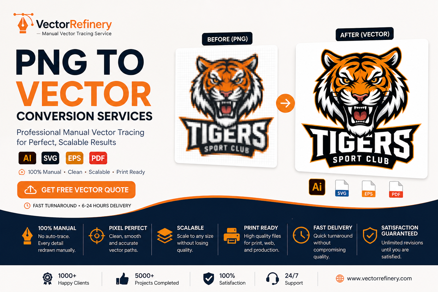 Professional PNG to Vector Conversion Service with Manual Vector Tracing