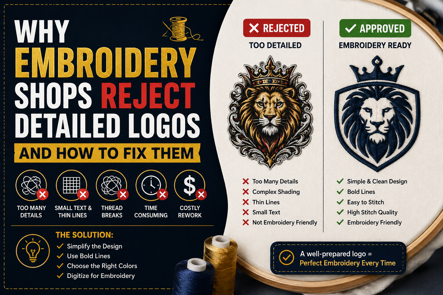 why embroidery shops reject logos detailed design fix guide