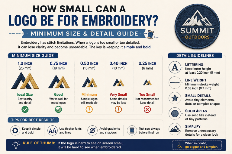 How Small Can a Logo Be for Embroidery? Minimum Size and Detail Guide