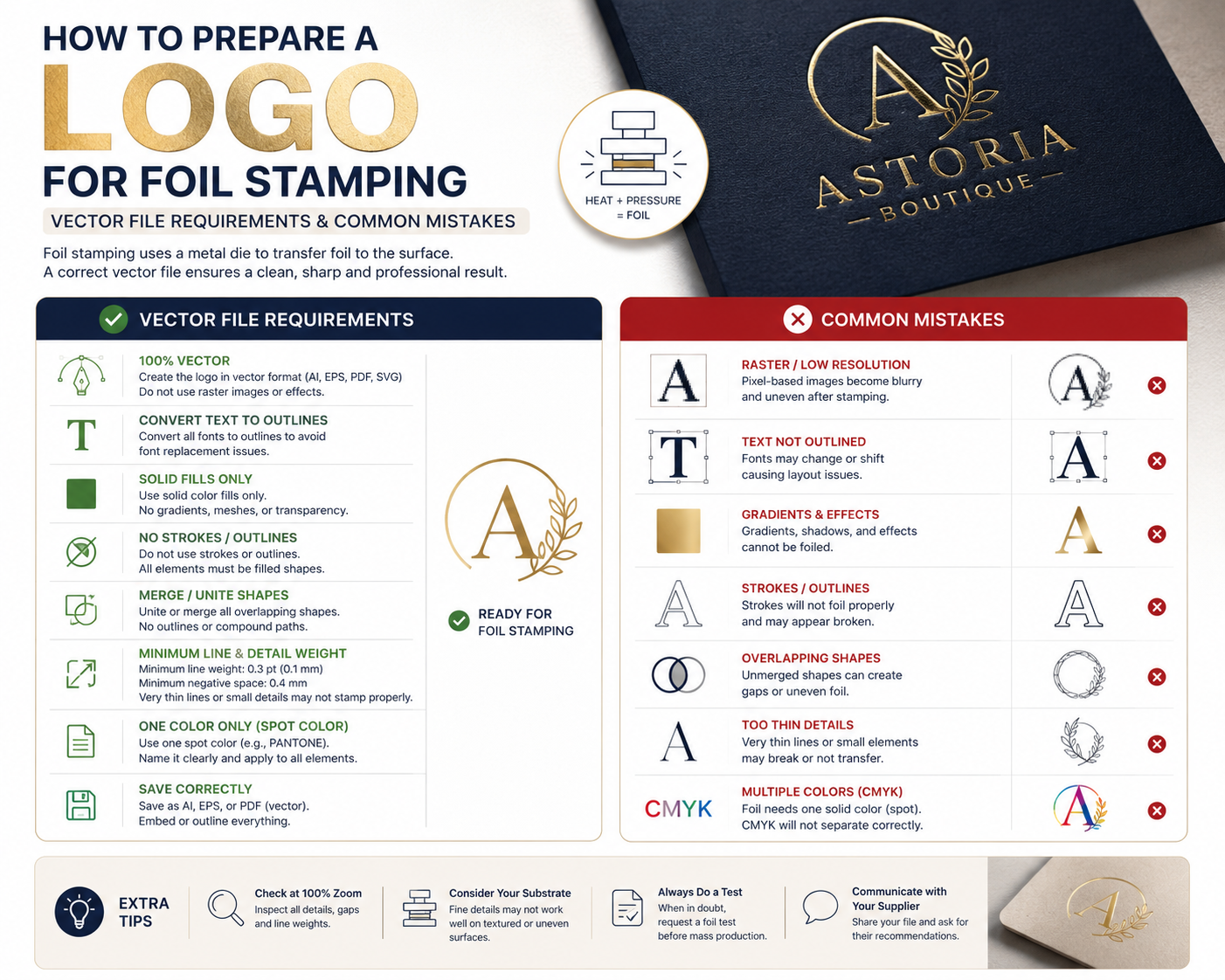 How to prepare a logo for foil stamping with vector file requirements and common mistakes
