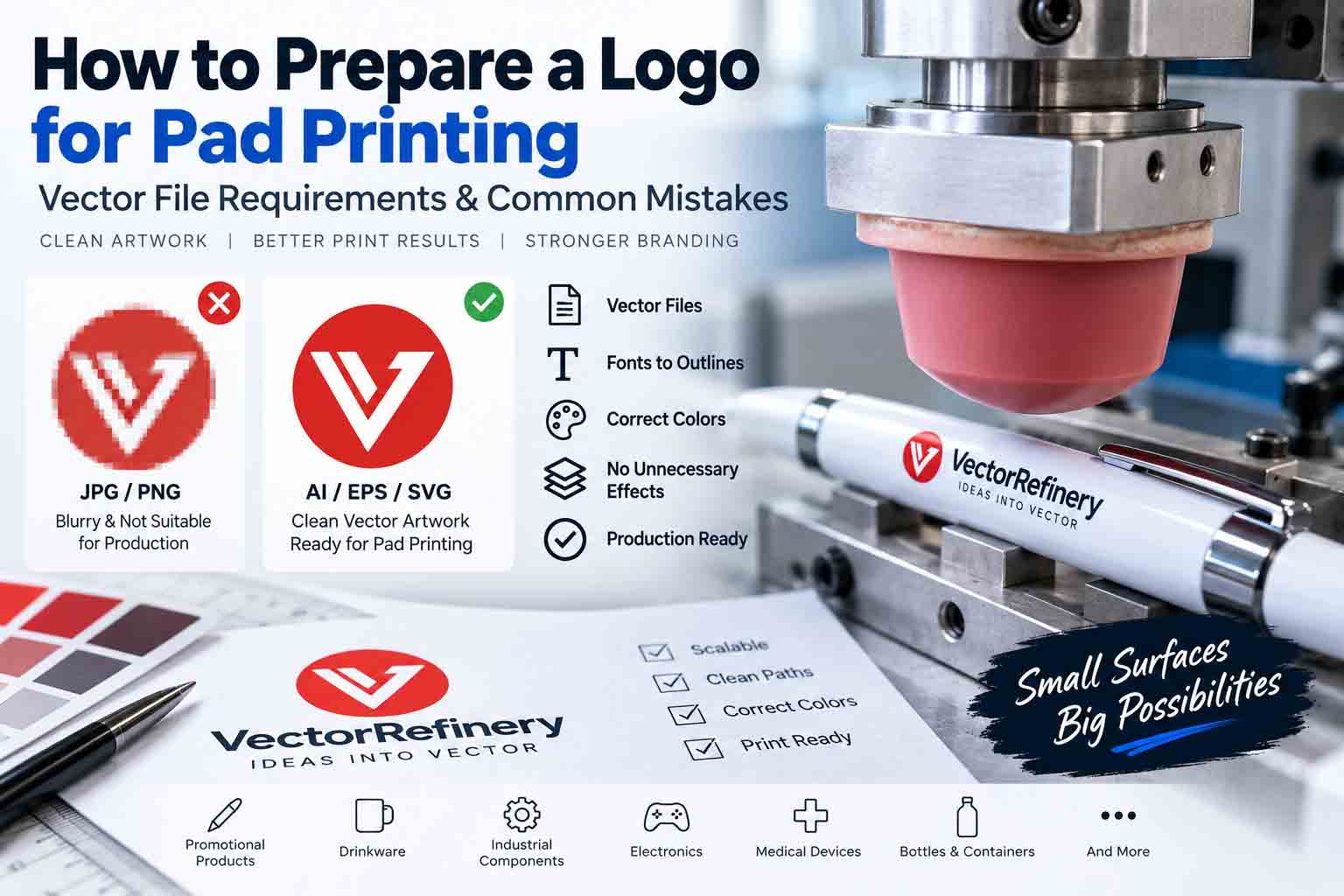 How to prepare a logo for pad printing with vector file requirements and common artwork mistakes